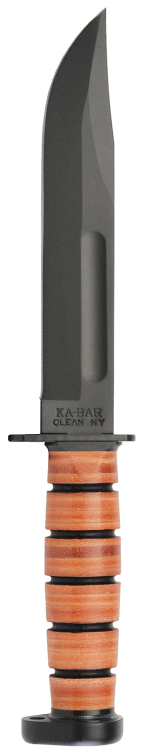 Ka-Bar 1317 Dog's Head Utility 7" Fixed Clip Point Plain 1095 Blade, Brown Leather Handle, Sheath Included