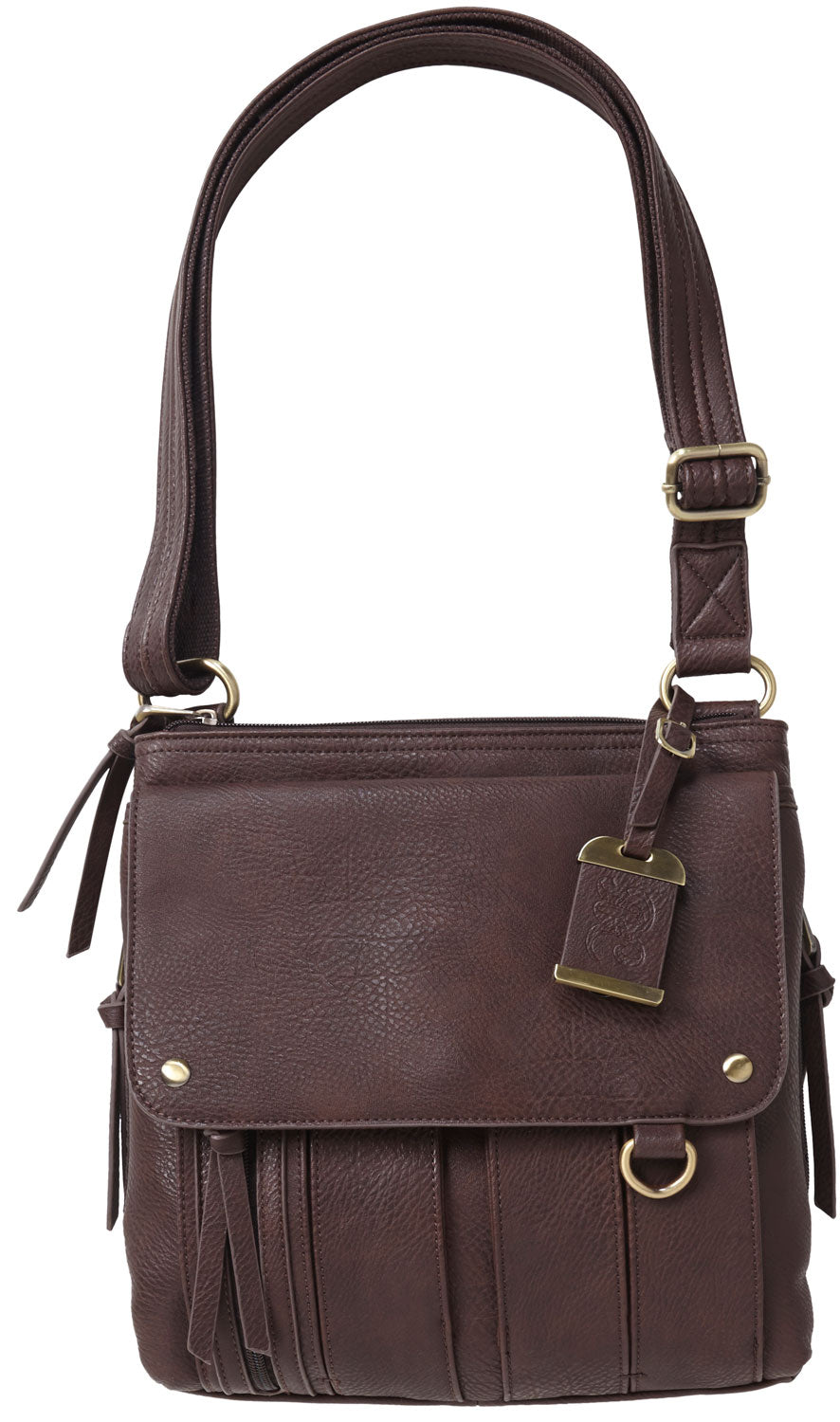 Bulldog Cross Body Carry Purse BDP035 Brown Leather w/Holster Fits Most Small Autos and Revolvers