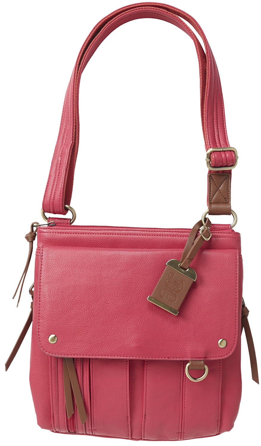 Bulldog Cross Body Carry Purse BDP036 Pink Leather w/Holster Fits Most Small Autos and Revolvers