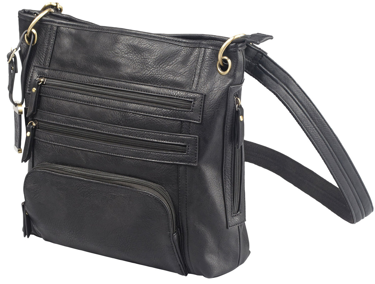 Bulldog Cross Body Carry Purse BDP038 Black Leather w/Holster Fits Most Small Autos and Revolvers