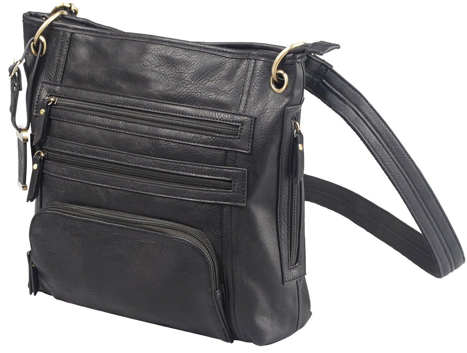 Bulldog Cross Body Carry Purse BDP038 Black Leather w/Holster Fits Most Small Autos and Revolvers