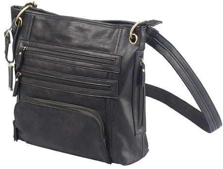 Bulldog Cross Body Carry Purse BDP038 Black Leather w/Holster Fits Most Small Autos and Revolvers