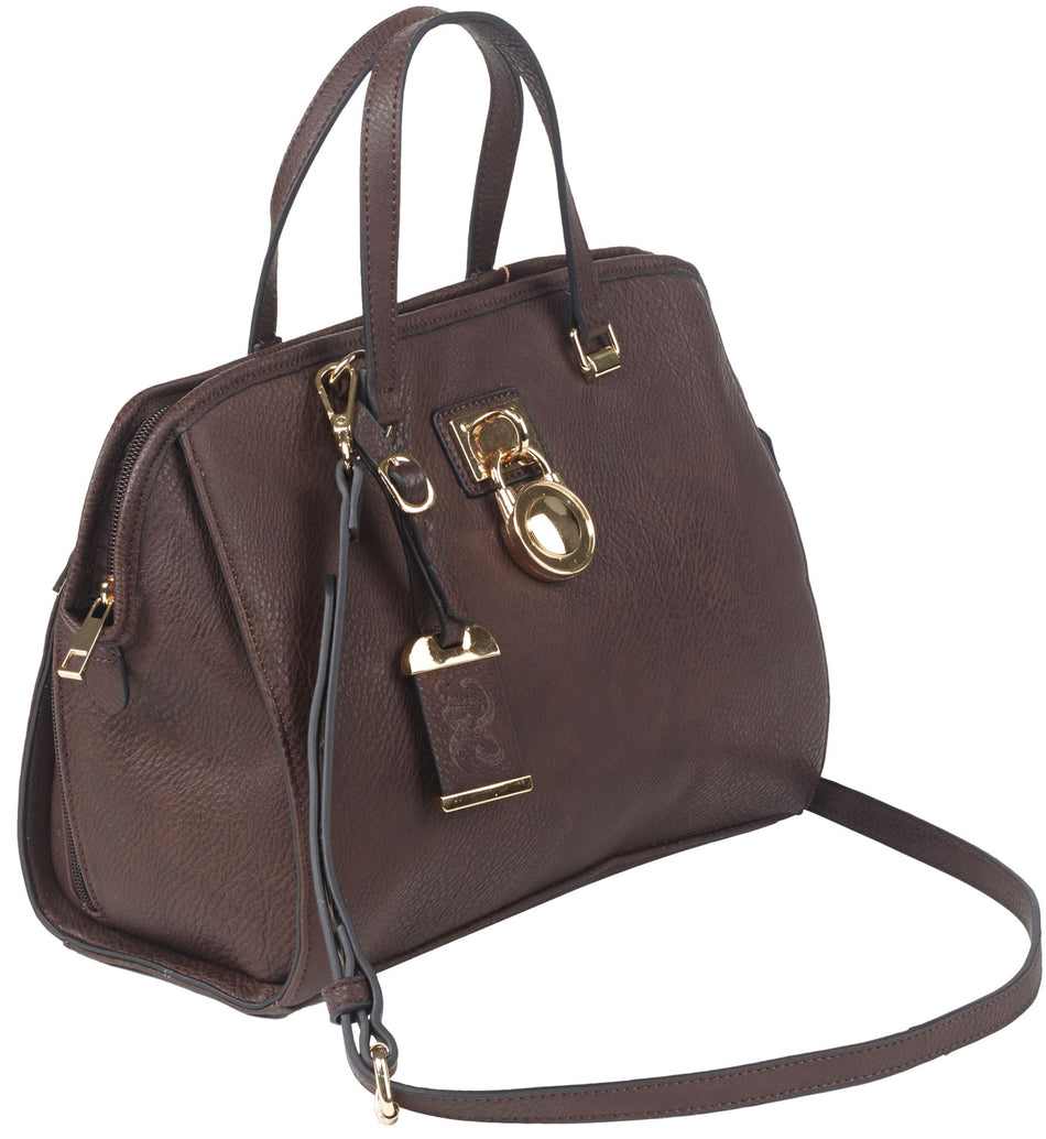 Bulldog BDP028 Cross Body Concealment Satchel Purse Brown Leather Universal Holster Small Pistols & Revolvers