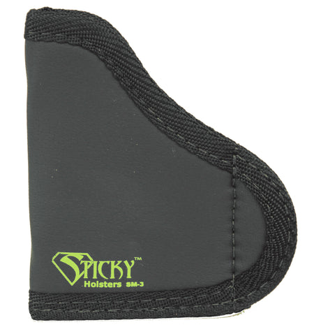 Sticky Holsters SM-3 Size 3 IWB Pocket Holster Black/Green Latex Free Rubber Fits .380 Semi-Auto w/Laser Up To 2.75" Ambidextrous