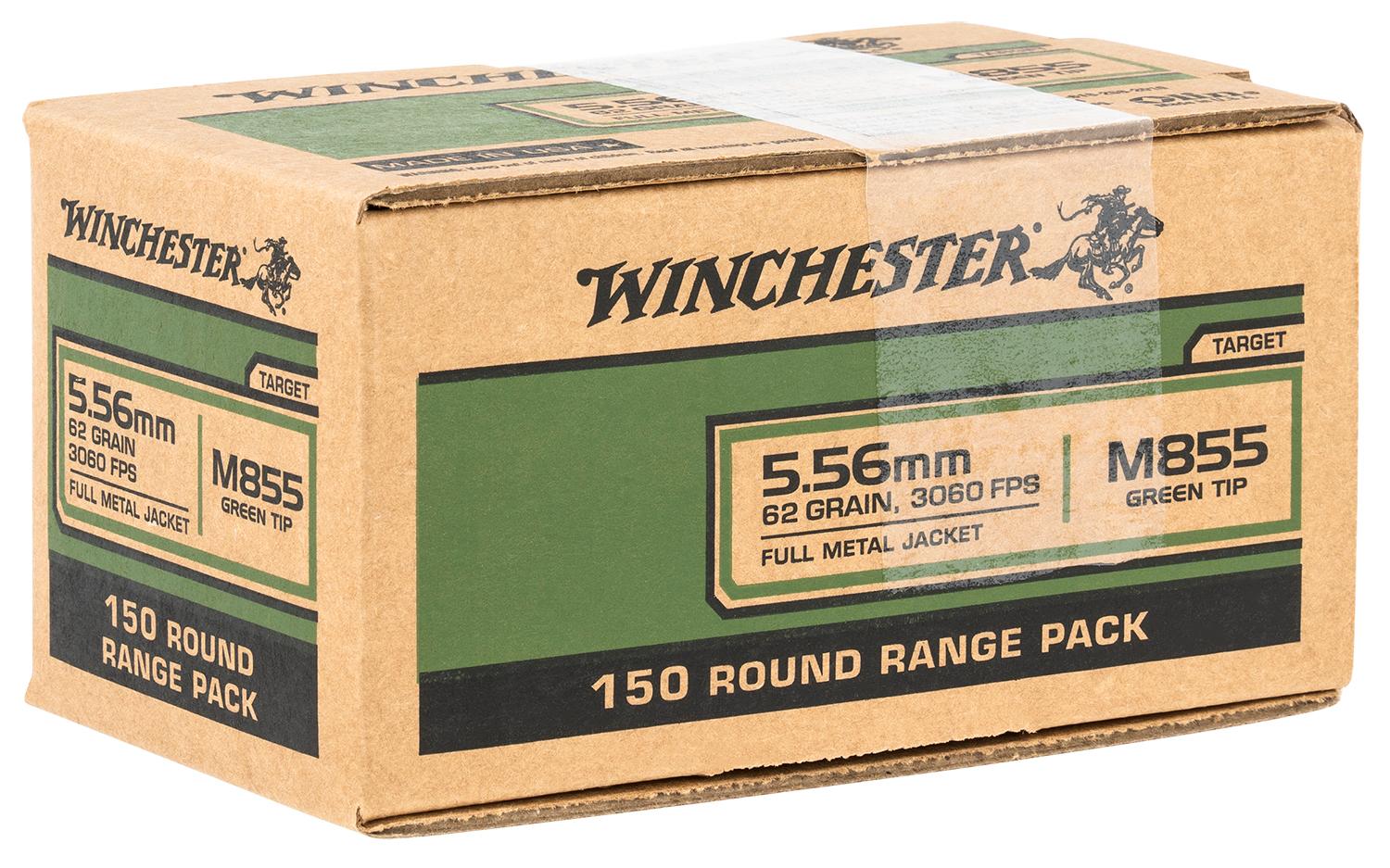 Winchester 5.56x45mm NATO M855 Green Tip Range Pack 62 grain Full Metal Jacket ammunition