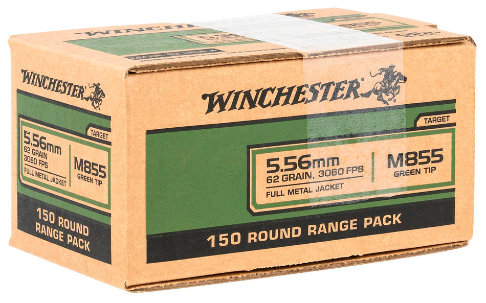 Winchester 5.56x45mm NATO M855 Green Tip Range Pack 62 grain Full Metal Jacket ammunition