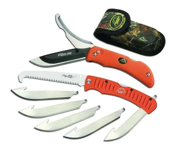 Outdoor Edge 3.5 In Razor-Pro Gut Hook and Saw Combo Folder Orange 6 Blades