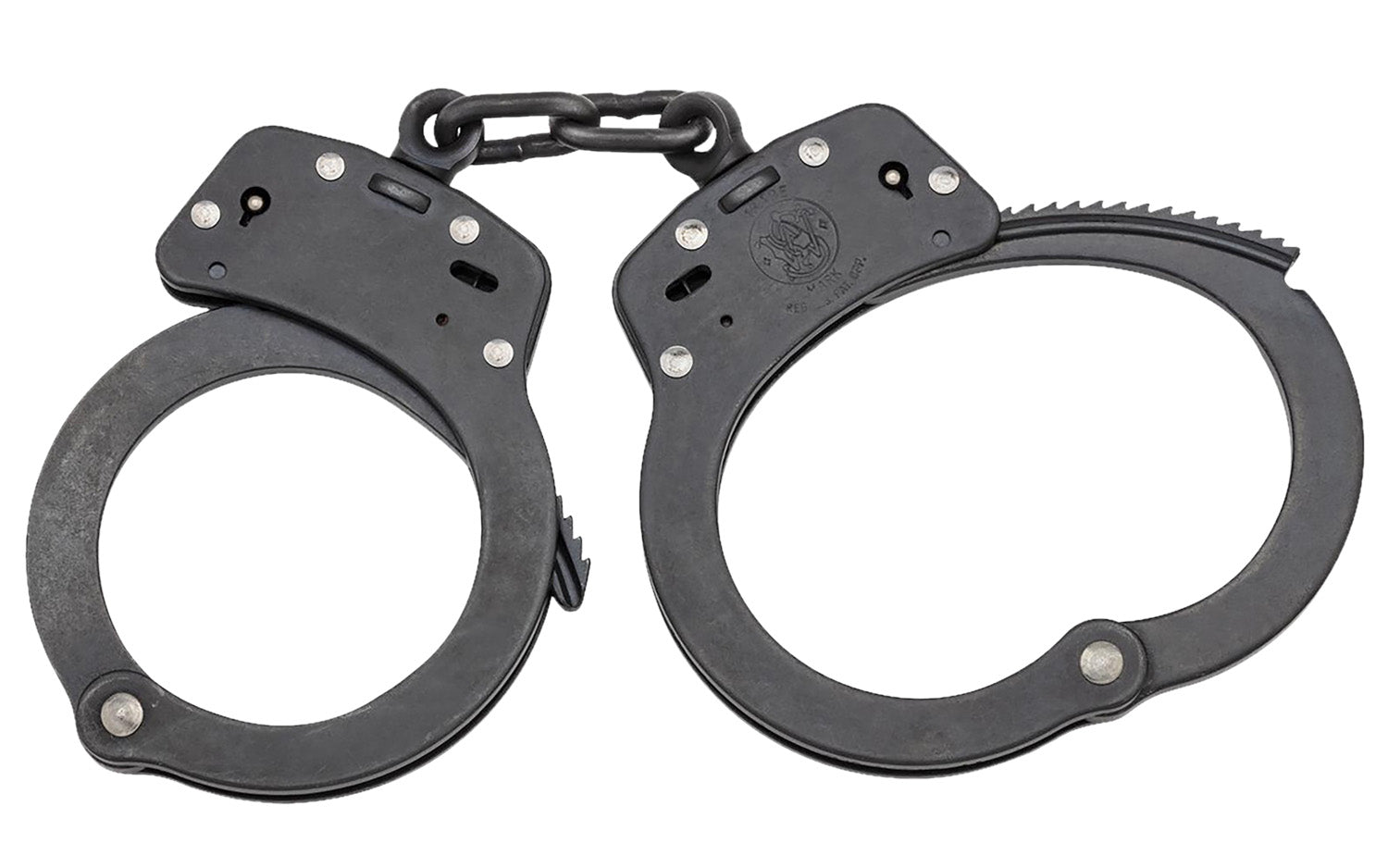 Smith & Wesson Model 100 Slot Lock Blued Steel Police Handcuffs