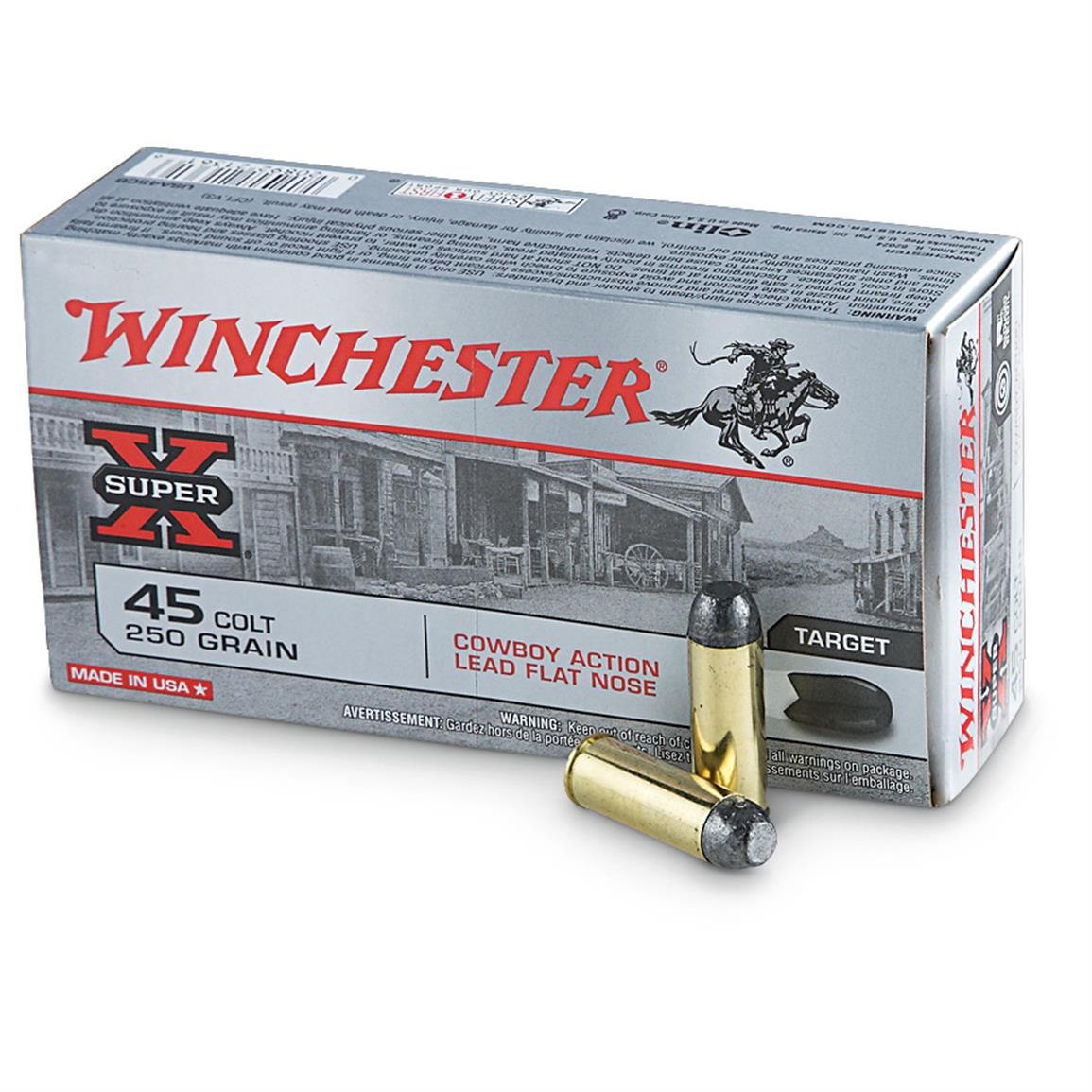 Winchester .45 Long Colt USA Super X Cowboy Action 250 grain Lead Flat Nose ammunition
