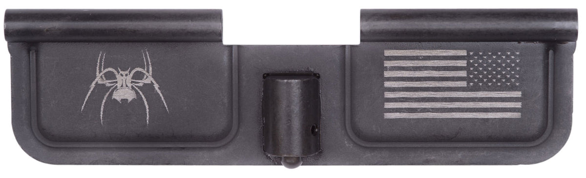 Spikes Tactical SED7010 Black Phosphate AR-15 Ejection Port Door - Laser Engraved Spider and American Flag