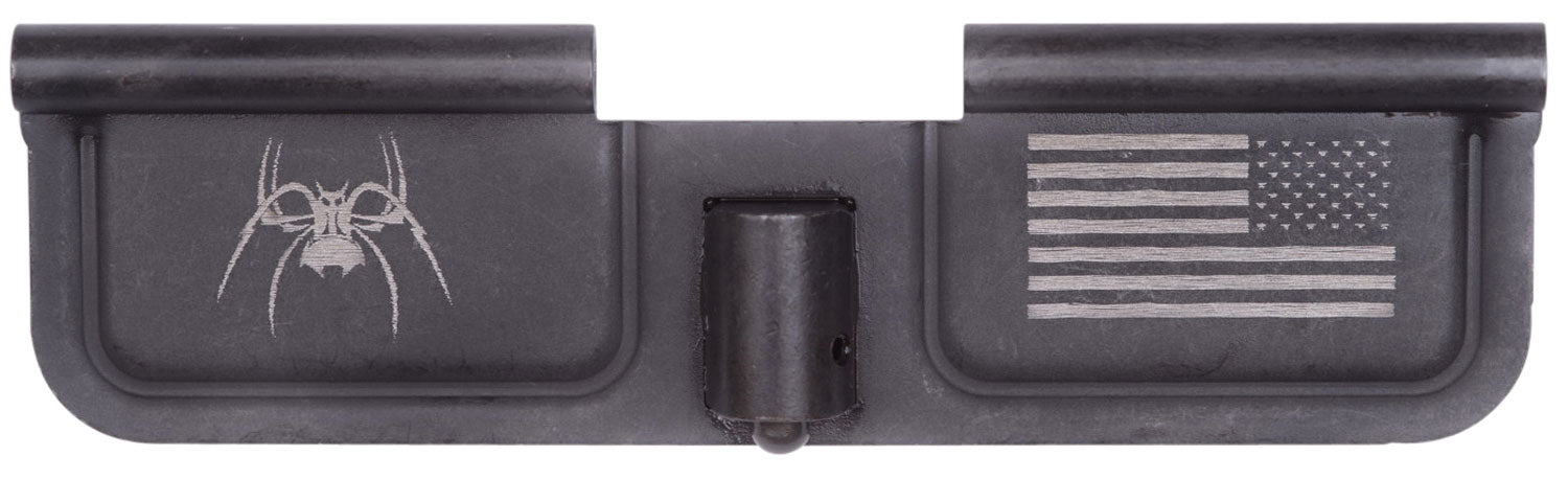 Spikes Tactical SED7010 Black Phosphate AR-15 Ejection Port Door - Laser Engraved Spider and American Flag