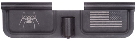 Spikes Tactical SED7010 Black Phosphate AR-15 Ejection Port Door - Laser Engraved Spider and American Flag