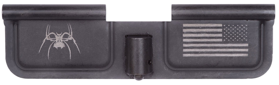 Spikes Tactical SED7010 Black Phosphate AR-15 Ejection Port Door - Laser Engraved Spider and American Flag