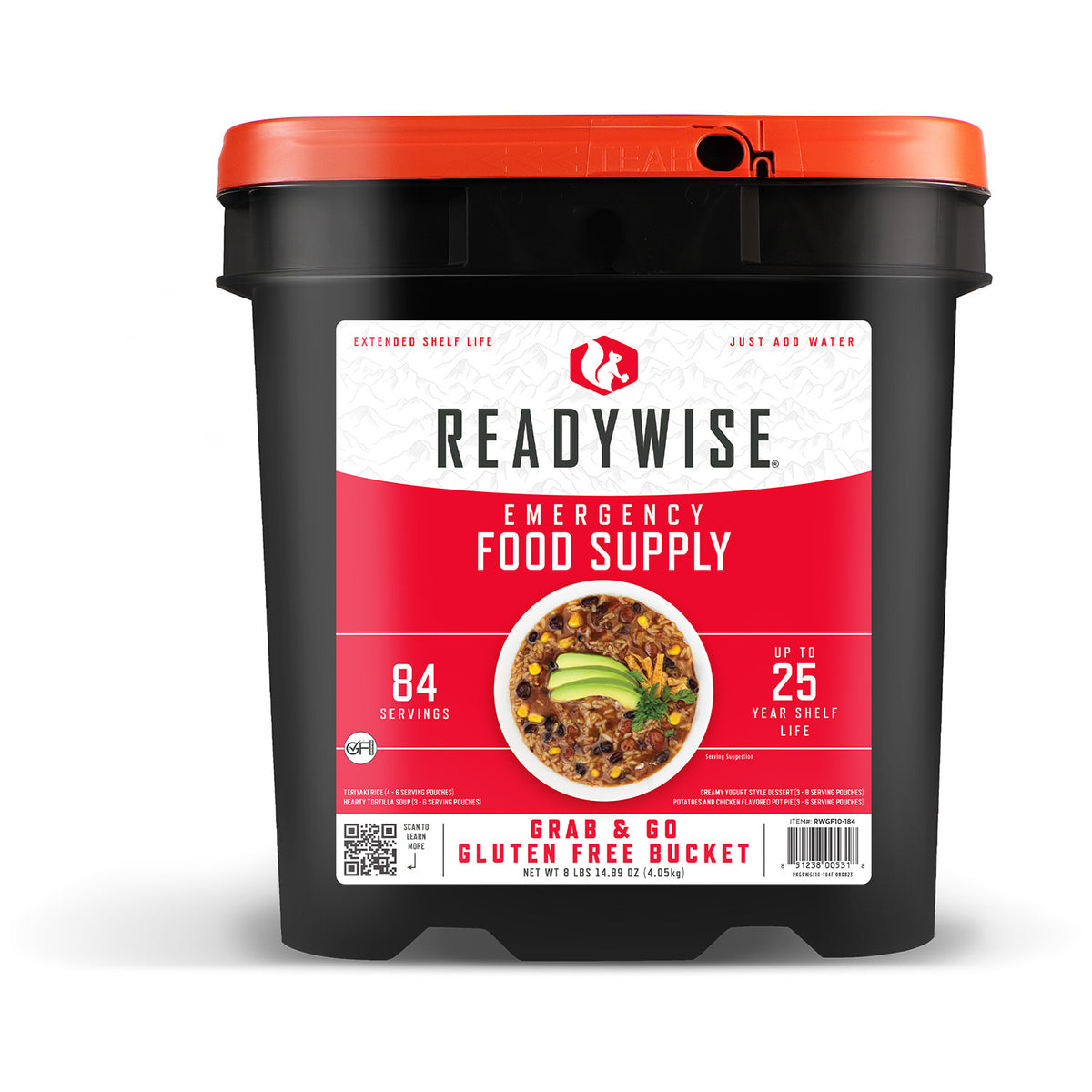 ReadyWise RWGF01184 Gluten-Free Emergency Food Bucket 84 Servings