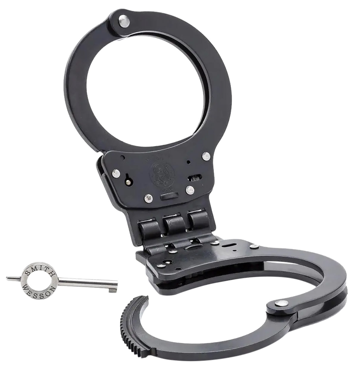 Smith & Wesson Model 300 Hinged Blued Steel Slot Lock Handcuffs