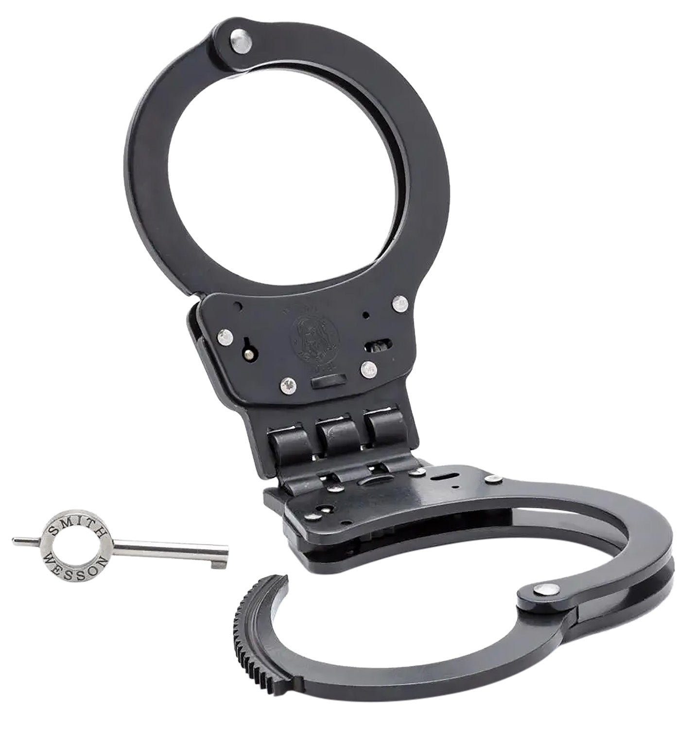 Smith & Wesson Model 300 Hinged Blued Steel Slot Lock Handcuffs