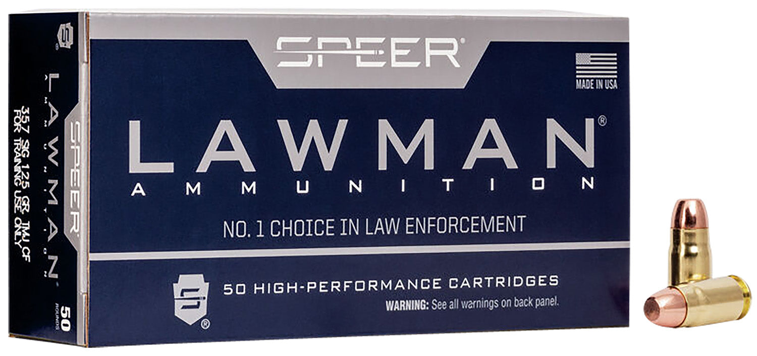 Speer Lawman Training Clean-Fire Total Metal Jacket Flat Nose 125 Grain .357 Sig 1350 fps 076683542328