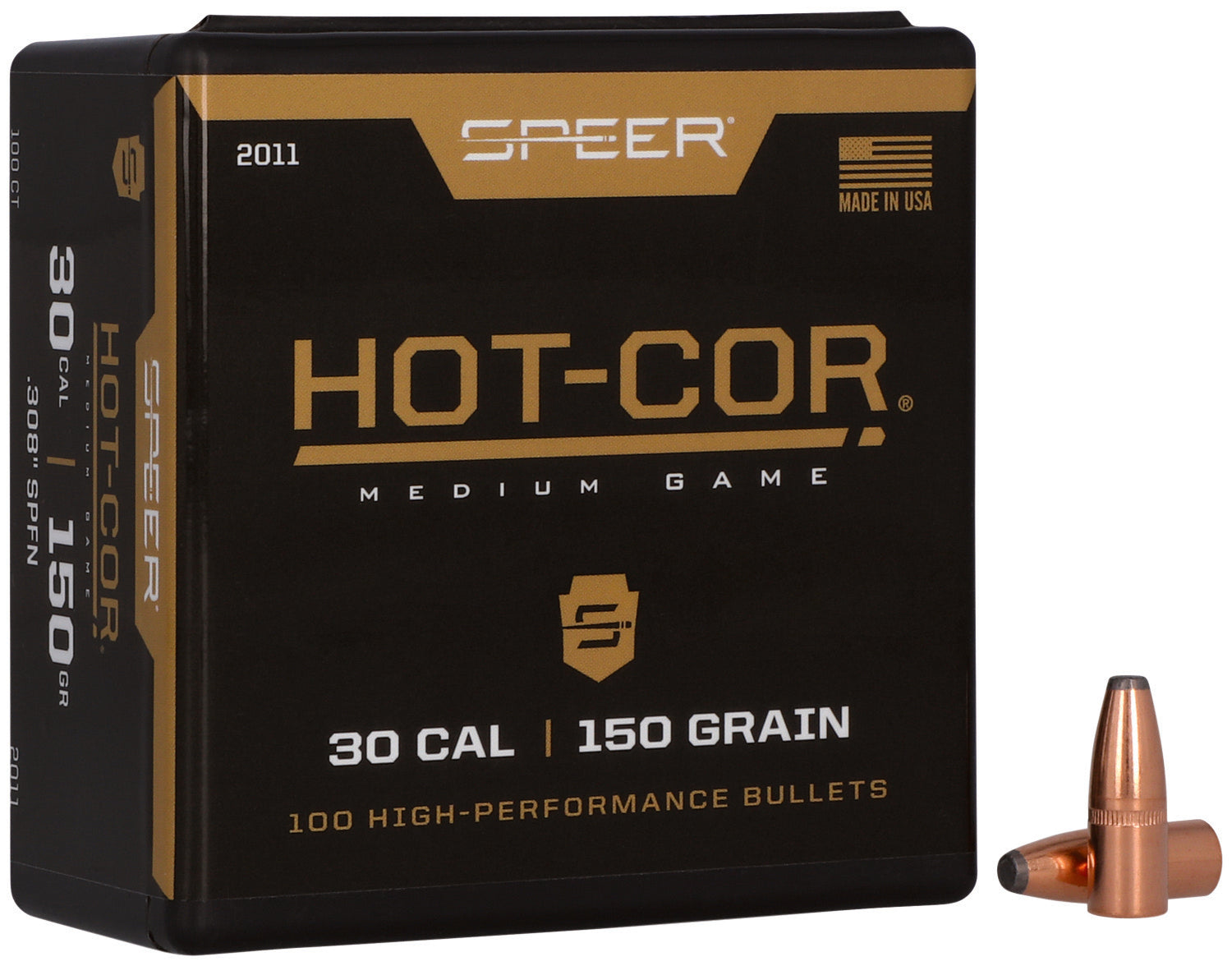 Speer Hot-Cor .30 Caliber 150 Grain Flat Nose Soft Point Bullets 100ct