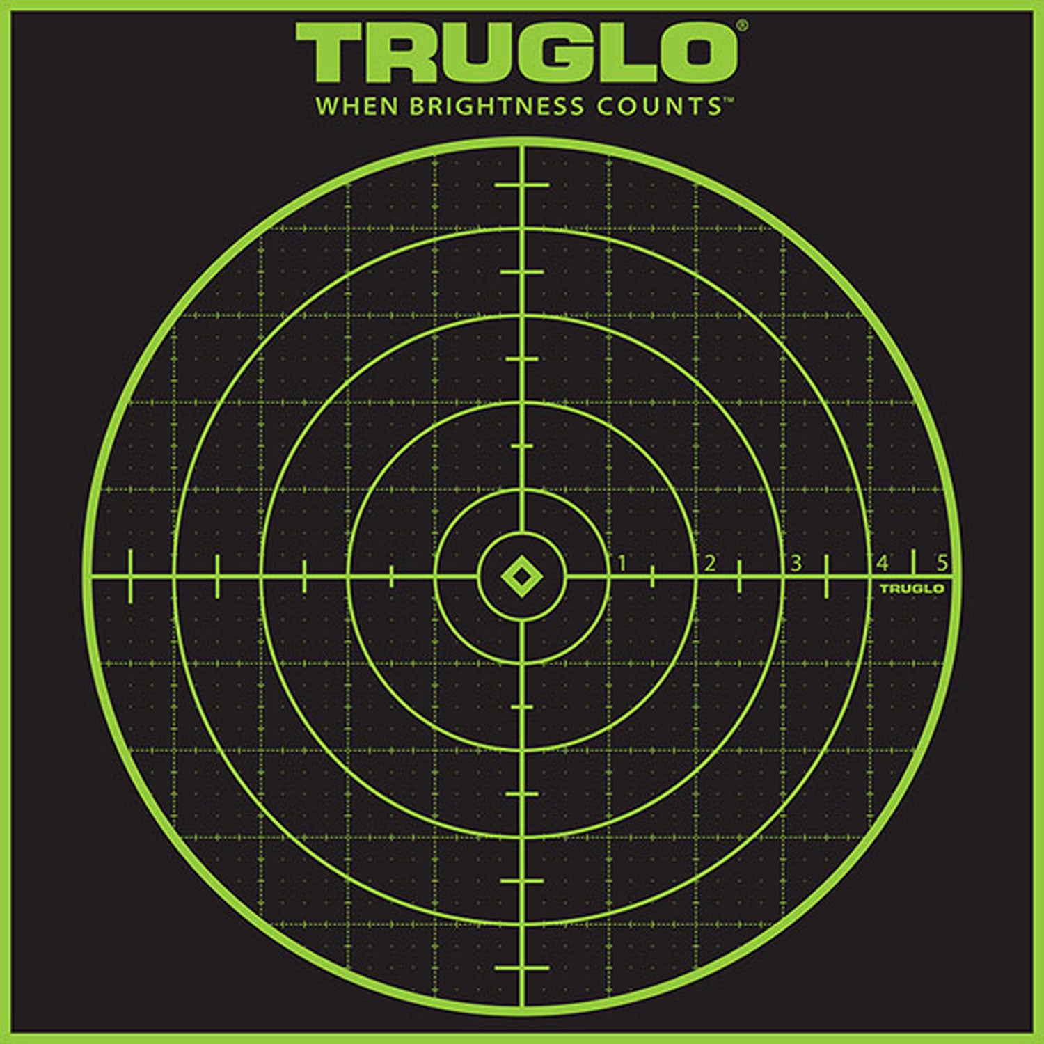 TruGlo Tru-See Grid Self-Adhesive Heavy Paper Black and Green Bullseye Shooting Target 12"x12" 12 Pack