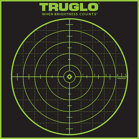 TruGlo Tru-See Grid Self-Adhesive Heavy Paper Black and Green Bullseye Shooting Target 12"x12" 12 Pack