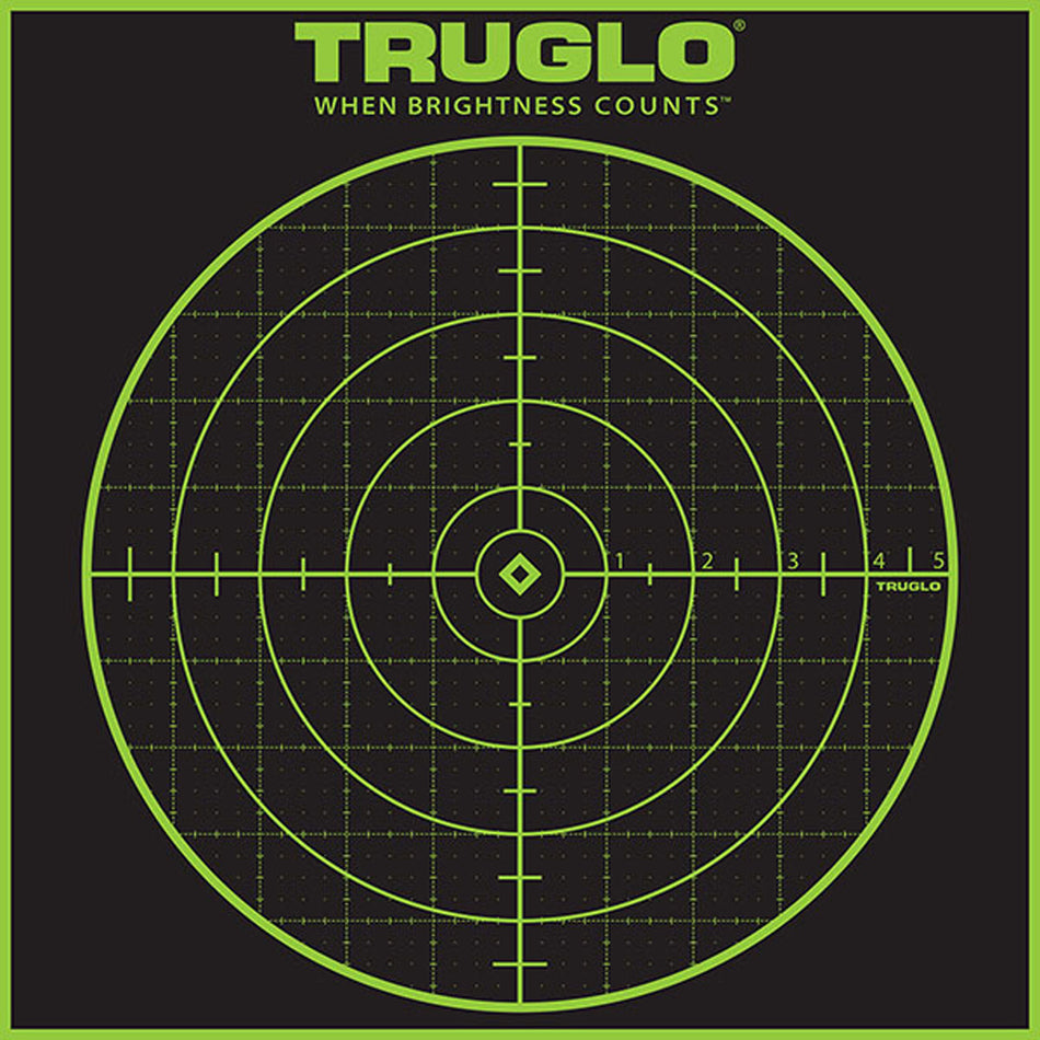 TruGlo Tru-See Grid Self-Adhesive Heavy Paper Black and Green Bullseye Shooting Target 12"x12" 12 Pack