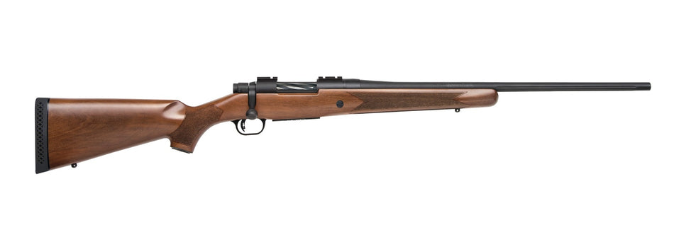 Mossberg 27876 Patriot Full Size 25-06 Rem 5+1 22"Matte Blued Fluted Barrel, Drilled & Tapped Matte Blued Stainless Steel Receiver, Walnut Fixed Stock, Right Hand