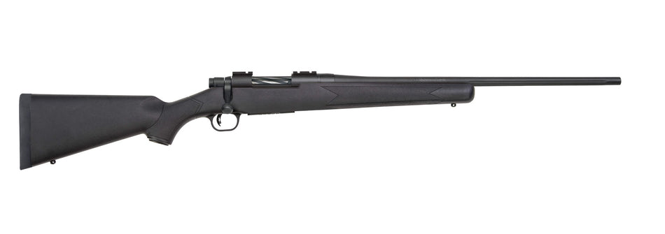 Mossberg 27877 Patriot Full Size 25-06 Rem 5+1 22" Matte Blued Fluted Barrel, Drilled & Tapped Matte Blued Stainless Steel Receiver, Walnut Fixed Stock, Right Hand