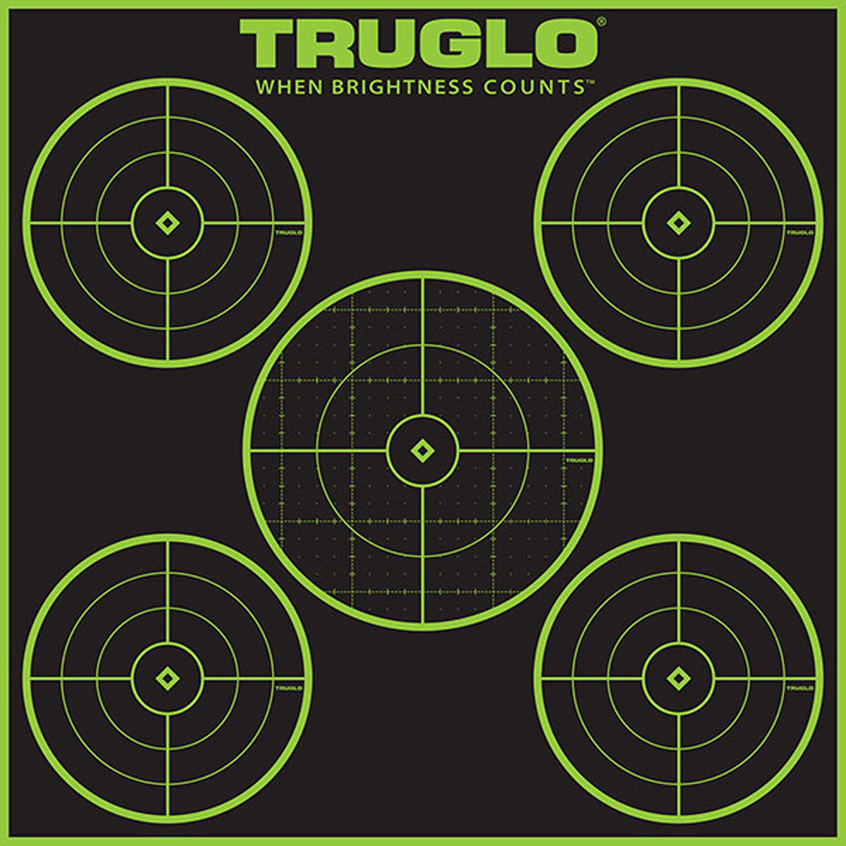 TruGlo Tru-See 5-Bull Adhesive Heavy Paper Black and Green Shooting Target 12"x12" 12 Pack