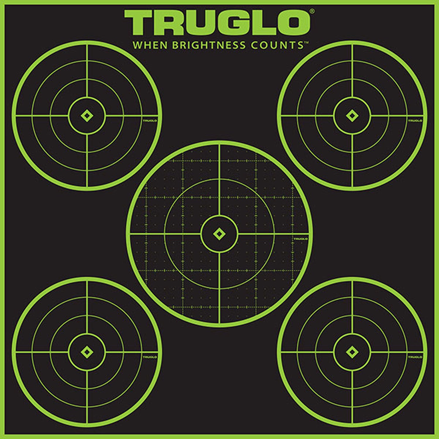 TruGlo Tru-See 5-Bull Adhesive Heavy Paper Black and Green Shooting Target 12"x12" 12 Pack