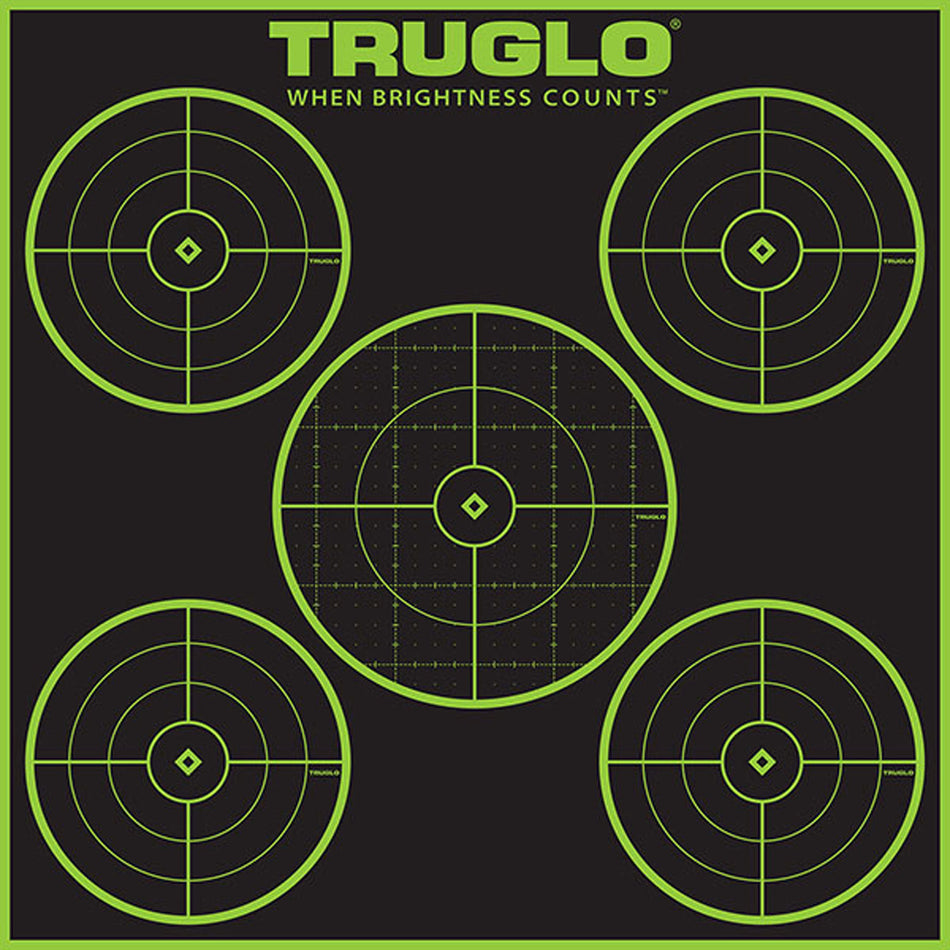 TruGlo Tru-See 5-Bull Adhesive Heavy Paper Black and Green Shooting Target 12"x12" 12 Pack