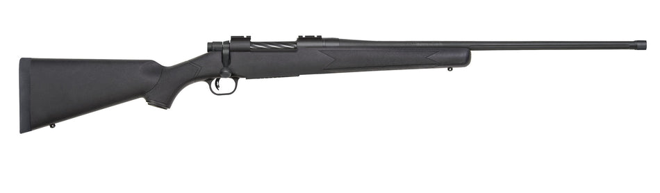 Mossberg 28243 Patriot Full Size 6.5 PRC 4+1 24" Matte Blued Fluted Threaded Barrel, Drilled & Tapped Matte Blued Stainless Steel Receiver, Black Fixed Synthetic Stock