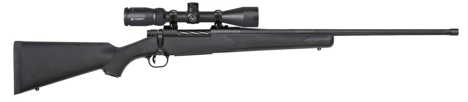 Mossberg 28244 Patriot w/Optic 6.5 PRC 4+1 24" Matte Blued Fluted Threaded Barrel, Matte Blued Drilled & Tapped Receiver, Fixed Black Synthetic Stock, Vortex Crossfire II 3-9x40mm