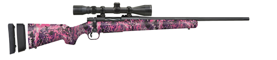 Mossberg 28258 Patriot Super Bantam w/Optic 350 Legend 4+1 22" Matte Blued Fluted Threaded Barrel, Matte Blued Drilled & Tapped Receiver, Adj LOP Muddy Girl Wild Synthetic Stock, 3-9x40mm Duplex