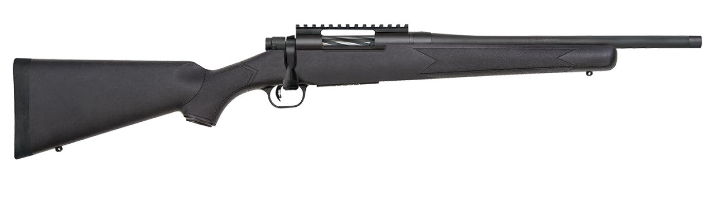 Mossberg 28227 Patriot Carbine 22-250 Rem 5+1 18" Matte Blued Threaded Bull Barrel, Matte Blued Picatinny Rail Receiver, Black Fixed Synthetic Stock