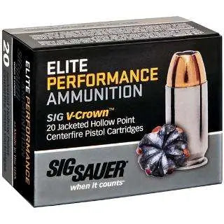 Sig Sauer .357 Sig Elite Performance 125 grain V Crown Jacketed Hollow Point ammunition