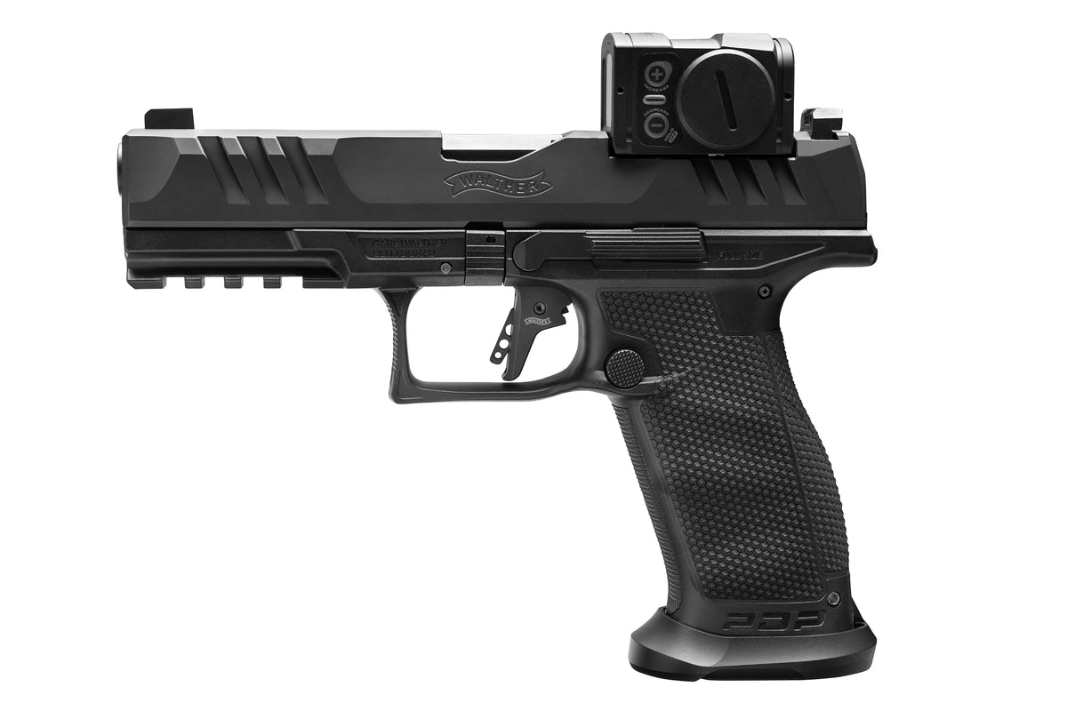 Walther Arms 2880091PRO PDP Pro ACRO Full Size 9mm Luger 10+1 4.50" Black Polygonal Rifled Barrel, Black Serrated w/Optic Slide, Black Polymer Frame w/Picatinny Rail, Textured Polymer Grip, Aimpoint A