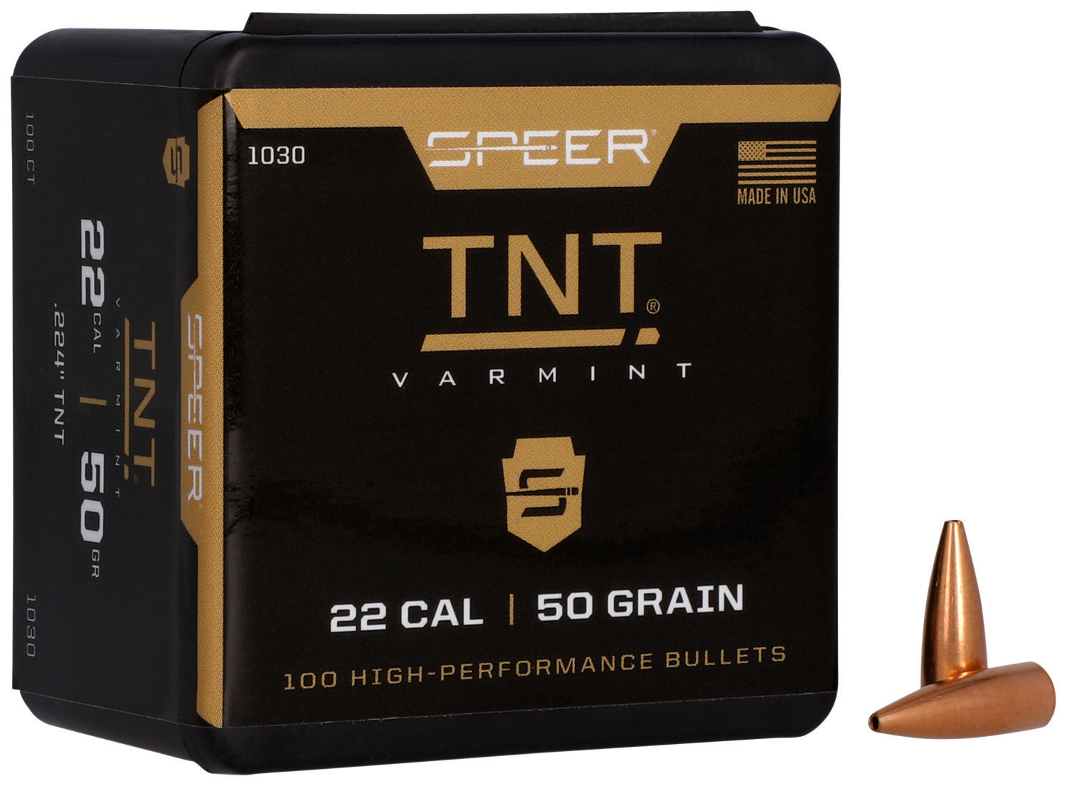 Speer TNT 22 Caliber 50 Grain JHP Varmint Component Bullets 100ct