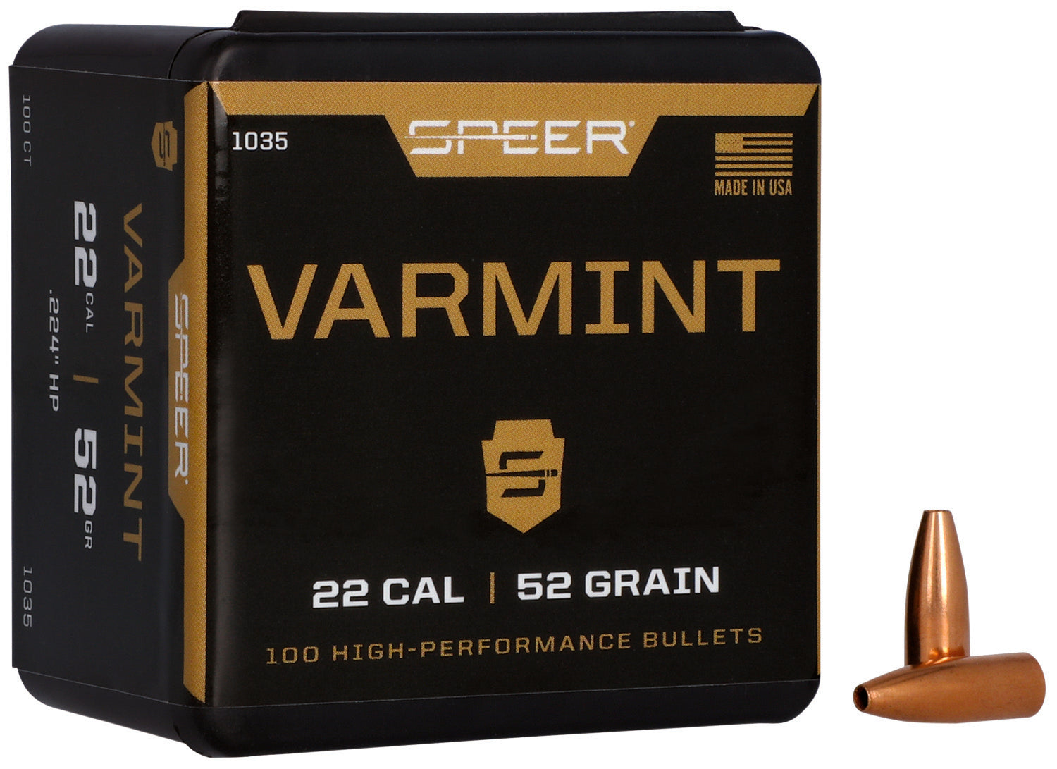Speer Varmint 22 Caliber 52 Grain Hollow Point Component Bullets 100ct