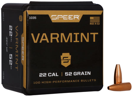 Speer Varmint 22 Caliber 52 Grain Hollow Point Component Bullets 100ct