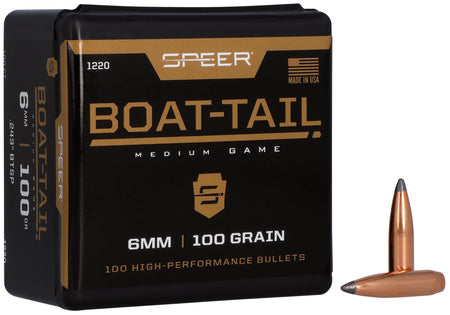 Speer Boat-Tail 6mm 100 Grain JSP Boat Tail Reloading Bullets 100 Per Box