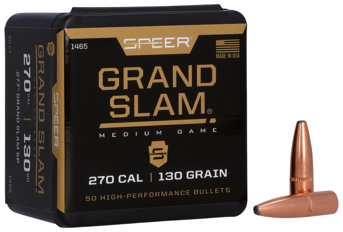 Speer Grand Slam 270 Caliber 130 Grain Soft Point Reloading Bullets 50 Per Box