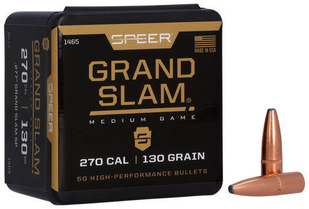 Speer Grand Slam 270 Caliber 130 Grain Soft Point Reloading Bullets 50 Per Box