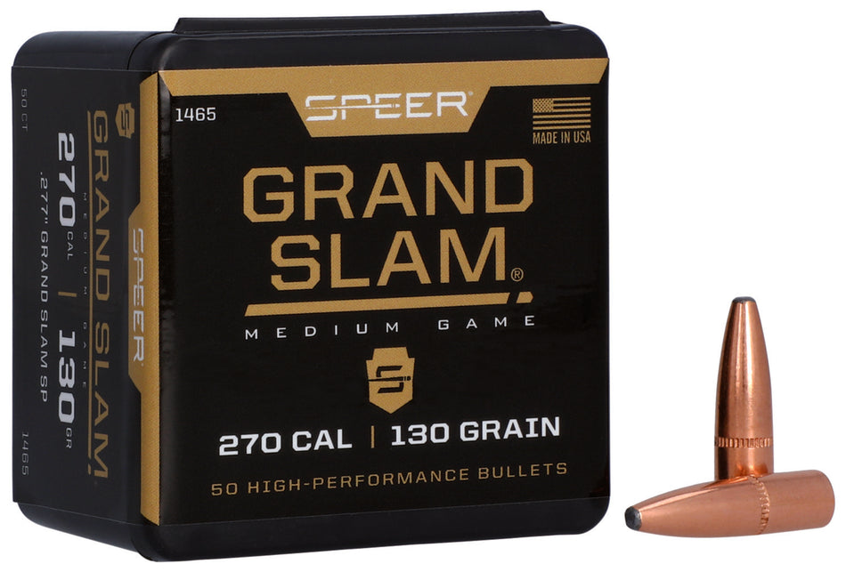 Speer Grand Slam 270 Caliber 130 Grain Soft Point Reloading Bullets 50 Per Box
