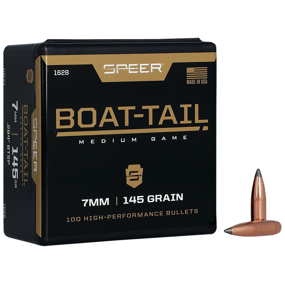 Speer Boat-Tail 7mm 145 Grain JSP Boat Tail Reloading Bullets 100 Per Box