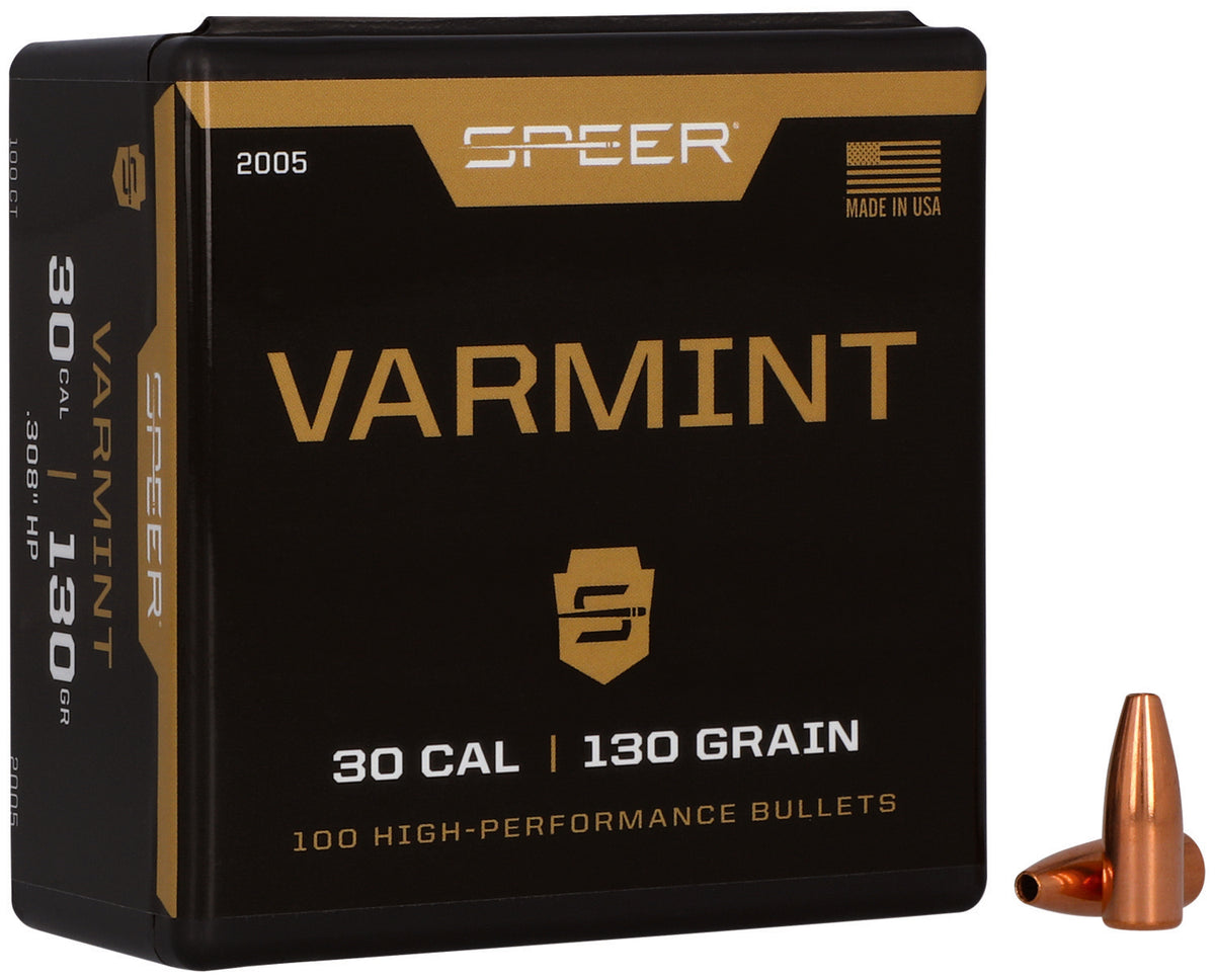 Speer Varmint 30 Caliber 130 Grain JHP Reloading Bullets 100 Per Box