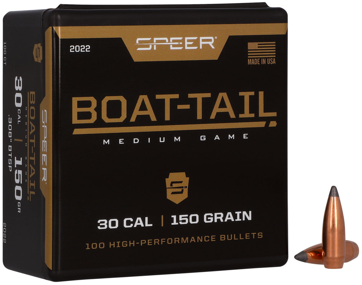 Speer Boat-Tail 30 Caliber 150 Grain JSP Boat Tail Reloading Bullets 100 Per Box