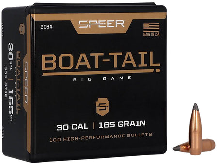 Speer 2034 Boat-Tail .308 Cal 165gr Spitzer Soft Point Bullets