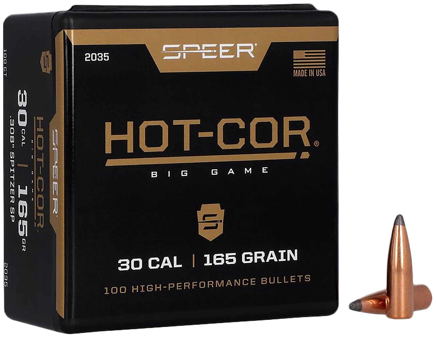 Speer 2035 .308 Cal 165gr Hot-Cor Spitzer Soft Point Bullets
