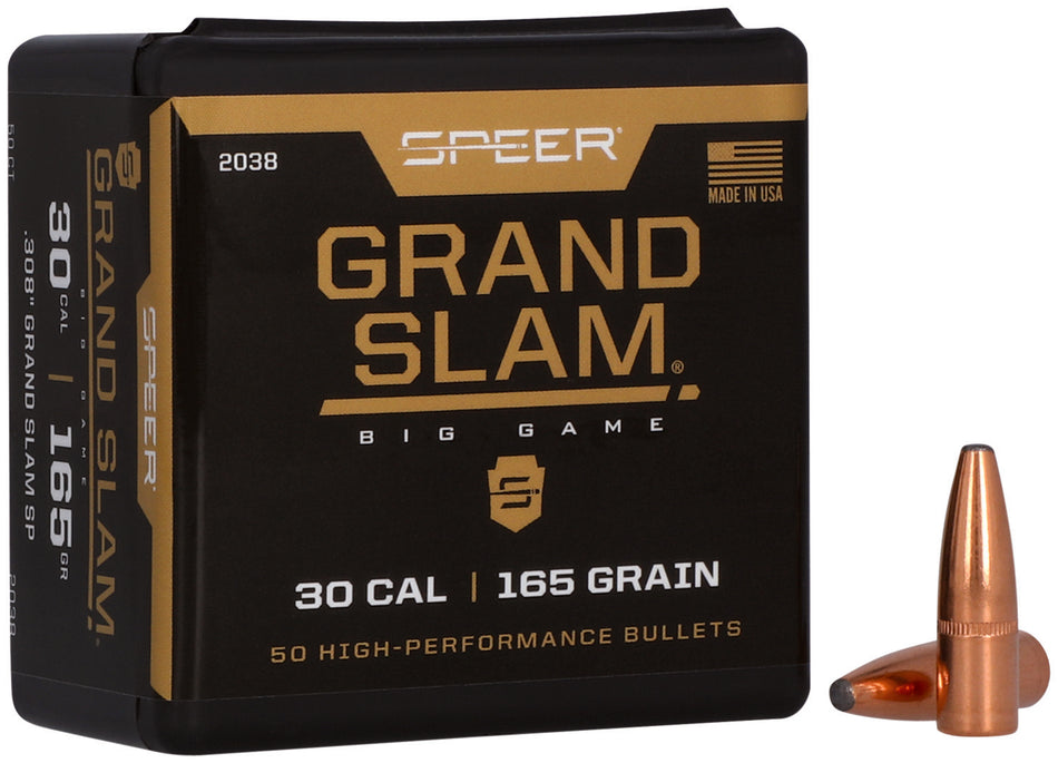 Speer 2038 Grand Slam .30 Cal 165gr SP Big Game Bullets 50/Box