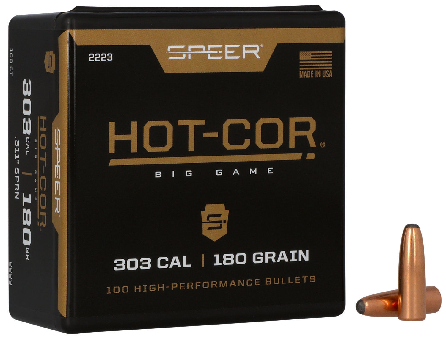 Speer 2223 .303 Cal 180gr Hot-Cor Round Nose Soft Point Rifle Bullets